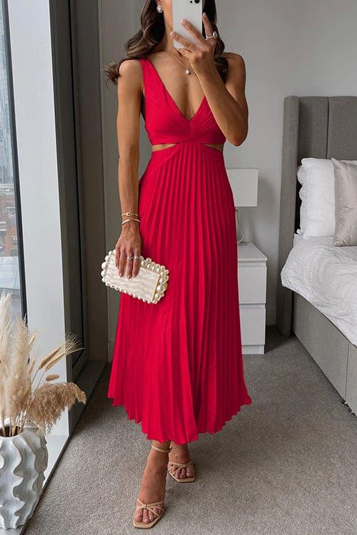 Kelsey Pleated Dress with Neckline