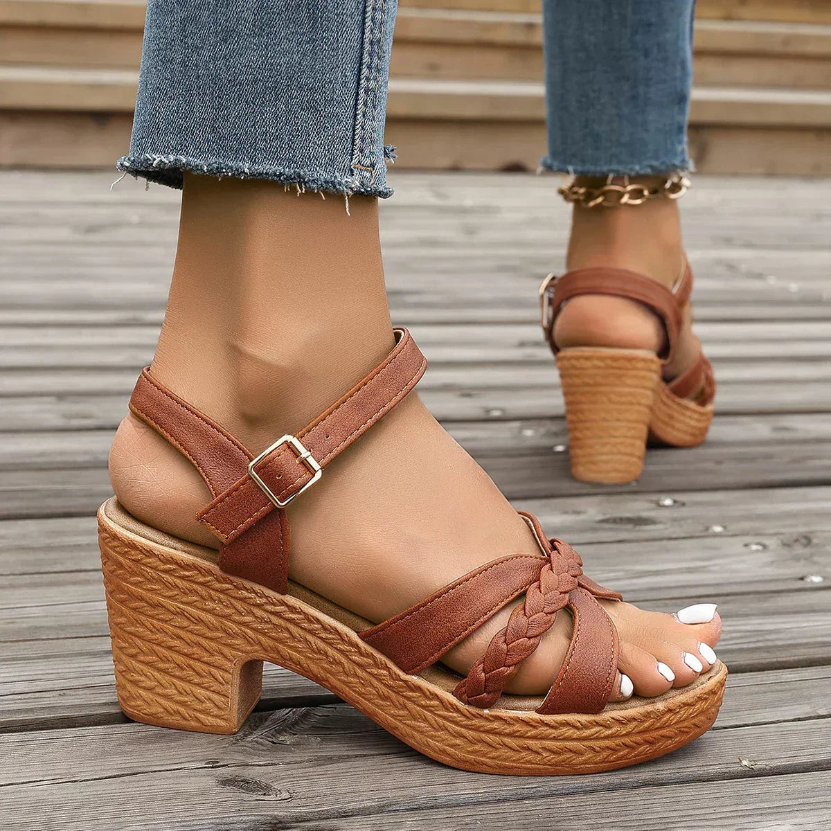 Lucie-Claire™ | Orthopedic Mid Heel Sandals