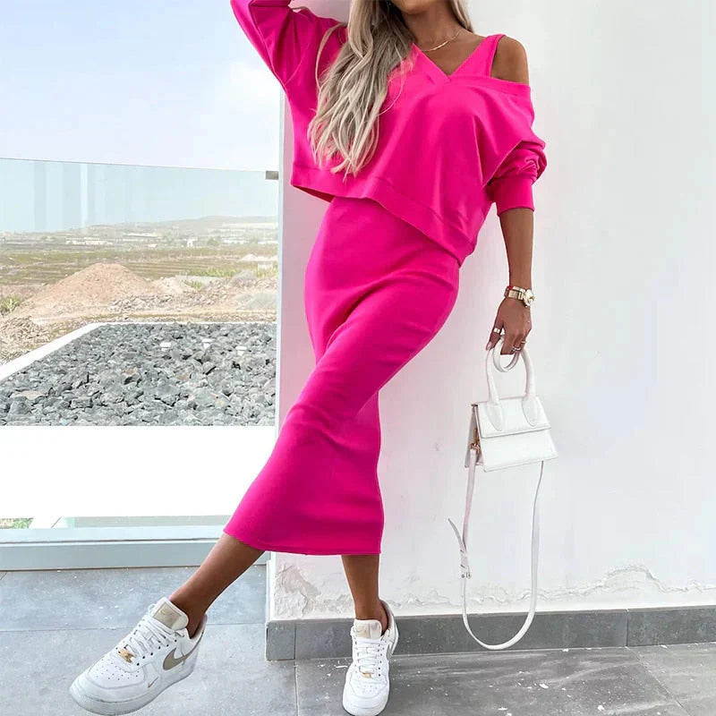 Juna Elegant Dress With Sweater