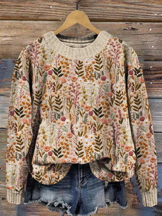 Mirrin Comfortable Floral Sweater