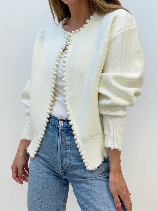 Milena™ - Cardigan with Pearls and Rips