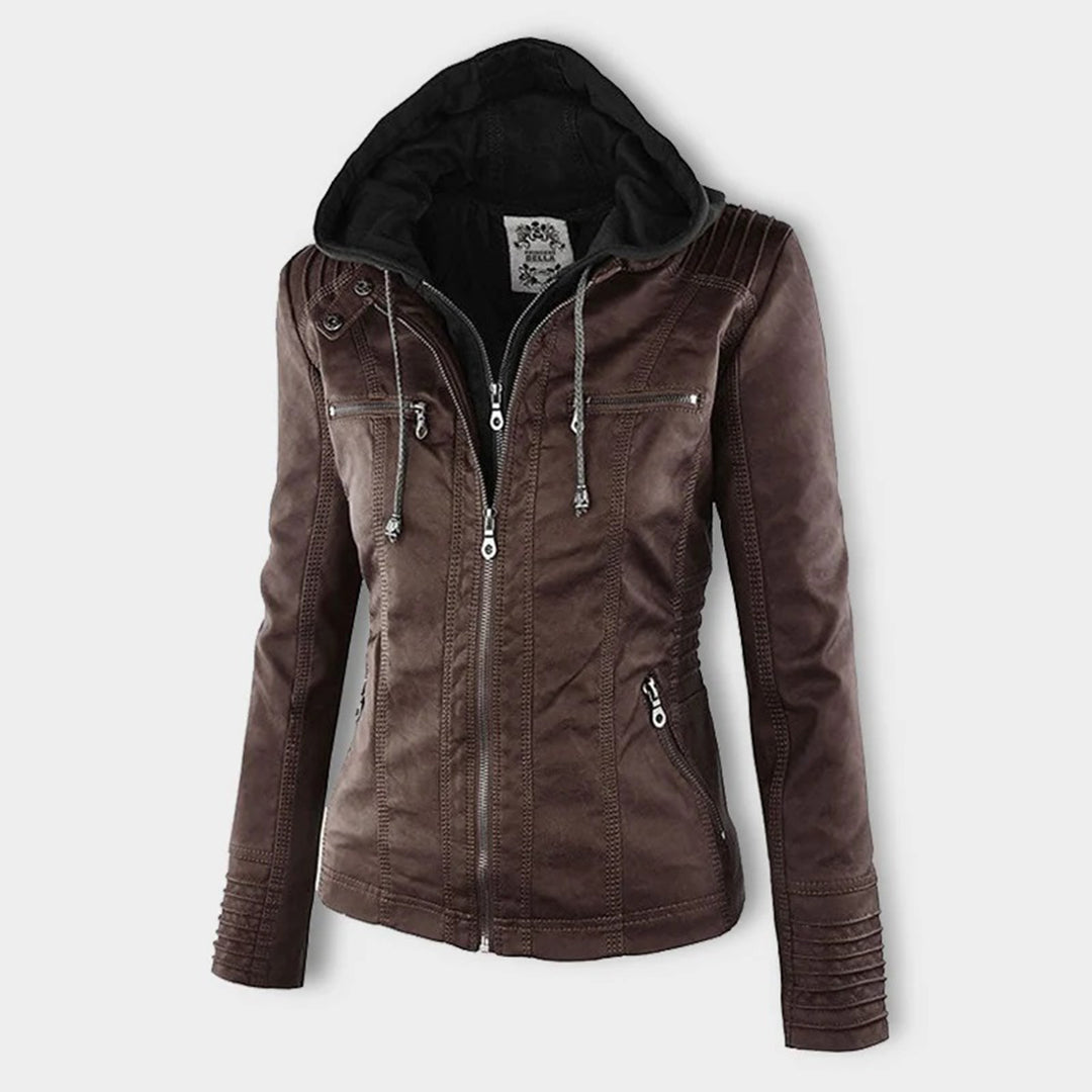 Olivia | Waterproof Women's Leather Jacket with Hood