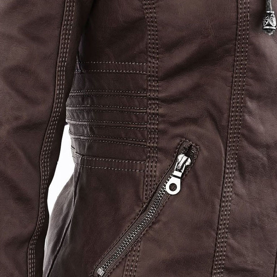 Olivia | Waterproof Women's Leather Jacket with Hood